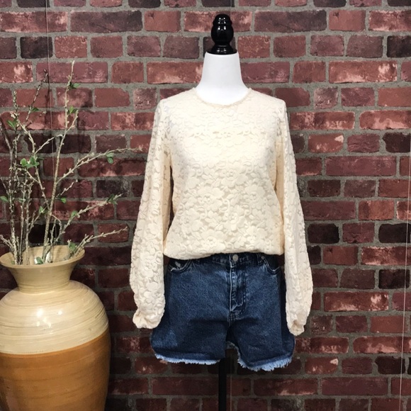 Solid Cozy Lace Balloon Sleeve Size Small & Large - Picture 2 of 15